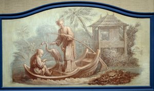 シノワズリ。中国での漁の様子。フランソワ・ブーシェ（1703-1770）の描いたフロント・ドゥ・ポルト