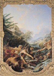 クロコダイルハント（キャンバスに油彩） 作： François Boucher