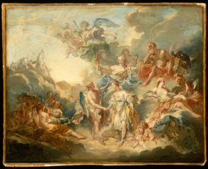F.バウチャー、キューピッドとプシュケの結婚-絵画、18世紀 作： François Boucher