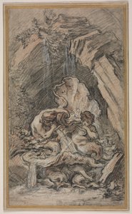 ほら貝を吹く 2 つのトリトンの噴水 作： François Boucher