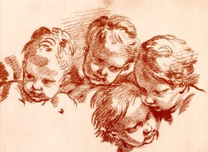 子供の頭の4つの研究 作： François Boucher