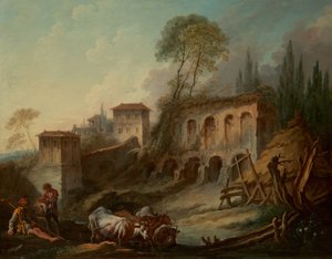 カンポ ヴァチーノのパラティーノの丘のある想像上の風景、1734 年。 作： François Boucher