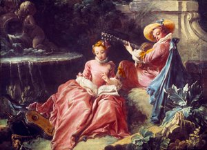 La lecon de musique フランソワ・ブーシェ（1703-1770）の絵画。18世紀。パリコニャック美術館 Jay 作： François Boucher