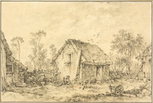 素朴なコテージのある風景 作： François Boucher