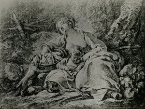 市場に行く途中 作： François Boucher