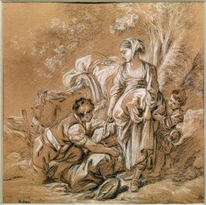 農民の女性と彼女の子供たち 作： François Boucher