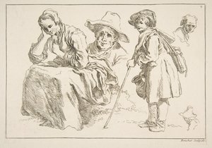 スケッチのシート、1753年。 作： François Boucher