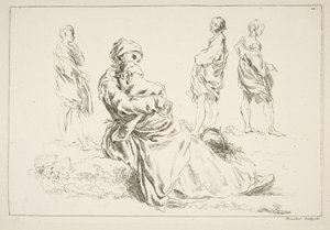 スケッチのシート、1753年。 作： François Boucher