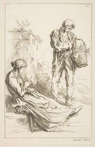スケッチのシート、1753年。 作： François Boucher