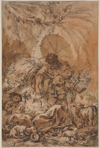 ジェイコブの出発、c。 1755年。 作： François Boucher