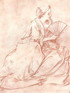 ファンを持つ女性、18世紀 作： François Boucher