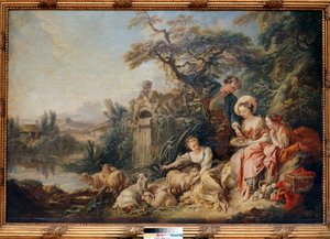 フランソワ・ブーシェ（1703-1770）の「羊飼いの巣」の絵