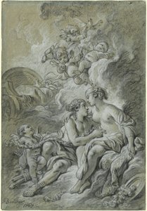愛するアドニスに寄りかかるヴィーナス… 作： François Boucher
