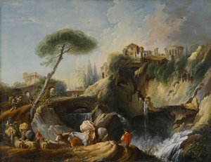 ヴェスタ神殿のあるチボリの眺め、1749年頃 作： François Boucher