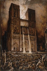 ノートルダムへの攻撃。 ヴィクトル・ユーゴー作「ノートルダムのせむし男」、1877年頃。 作： François Chifflart