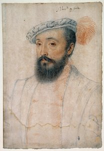 ゴルドのモンシニョール（1513 - 1578）の肖像。クルエ・フランソワ（1515-1572）による血と黒い石のデッサン 作： François Clouet