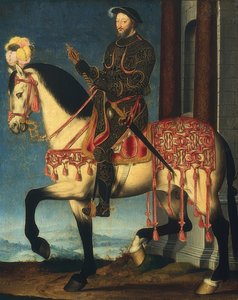 フランス国王フランシス1世の乗馬の肖像画。 1540年頃 作： François Clouet