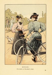 自転車、1896年のホイールの女性たち 作： François Courboin