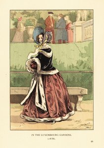ルクセンブルク庭園のファッショナブルな女性 作： François Courboin