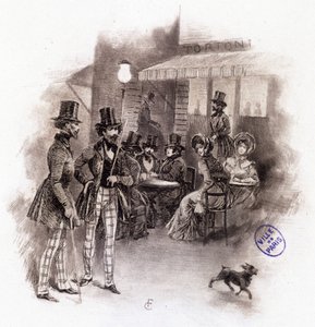 アルフレッド・ド・ミュッセの『Mimi de Pinson』誌に掲載された「グリゼットの横顔」のイラスト 作： François Courboin