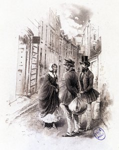 アルフレッド・ド・ミュッセの『Mimi de Pinson』誌に掲載された「グリゼットの横顔」のイラスト 作： François Courboin