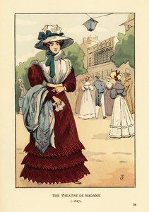パリのジムナース劇場の外にいる女性 作： François Courboin