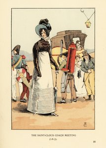 ステージコーチを待つ女性。サン・クルーのコーチ会 作： François Courboin