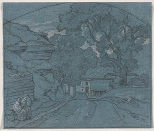二人の僧侶のいる風景 作： François Edouard Bertin