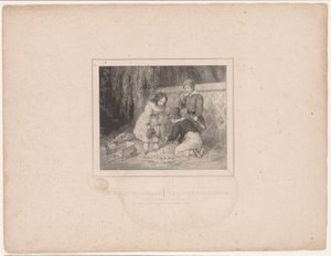 ガーデニングをする 3 人の子供 Les petits jardinier / 小さな庭師 (オブジェクトのタイトル) さまざまな図の 12 の表現 (シリーズ タイトル) Album de douze sujets (...) (連載タイトル) 作： François Grenier