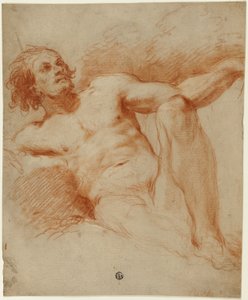 着席男性ヌード 作： François Le Moyne
