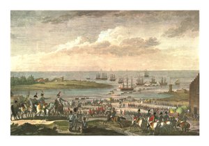 1799 年 11 月 30 日、c1850 年のオランダでのイギリス人の乗船 作： François Louis Couché