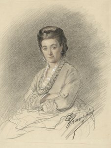座っている女性、腕を組んで 作： François Louis Français (signed by artist)