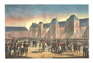 フォンテンブローからのナポレオンの出発、1814 年 4 月 20 日、c1850 作： François Pigeot