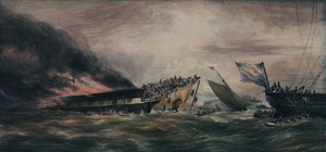 移民船オーシャン・モナークの焼失（1848年8月24日 作： François Prince de Joinville D