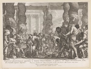 サムソンはダガンの神殿の柱に導かれる 作： François Tortebat