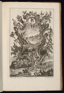 矢筒とライオンのカートリッジ、不規則なカートリッジの本 作： François de Cuvilliés the Elder