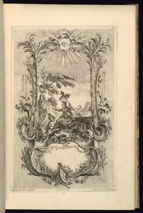 大小のコンパートメントを持つカルトゥーシュのデザイン 作： François de Cuvilliés the Elder