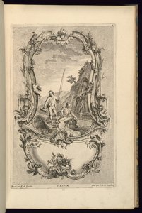 大小のコンパートメントを持つカルトゥーシュのデザイン 作： François de Cuvilliés the Elder