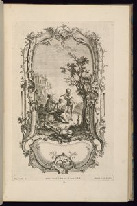 大小のコンパートメントを持つカルトゥーシュのデザイン 作： François de Cuvilliés the Elder