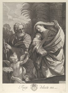エジプトへの逃避、一緒に歩く聖家族、t を指し示す聖ヨセフ、ca. 1648-81。