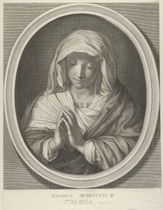 祈りの聖母、楕円形の額縁、レニにちなんで、1640-93年。 作： François de Poilly