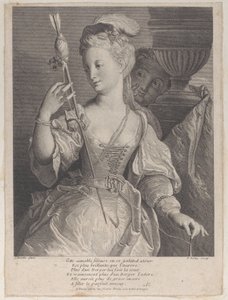 矢のために糸を紡ぐ若い女性、1686～1741年。 作： François de Poilly