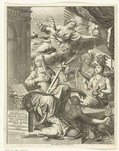 とりわけ、真実と美徳と悪徳の女性の擬人化によるアレゴリー タイトルページ: Johannes van der Kemp, 生と死において完全にキリストの所有物であるキリスト教徒, 作： François van Bleyswijck