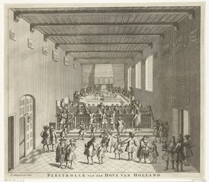 開廷中のオランダ裁判所、1700年頃 Pleitrolle van den Hove van Holland (オブジェクトのタイトル) 作： François van Bleyswijck