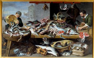 魚商人の水槽での作業風景 フランシス・スナイダーズ（1579-1657）のアトリエでの作業風景