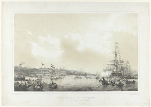 Kon の最初のレース: Nederl: Yachtclub、1846 年 6 月 10 日、ロッテルダムの Maas で開催 (オブジェクトのタイトル) 作： Frans Arnold Breuhaus de Groot