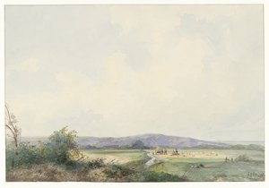 砂丘の近くの牧草地のある風景 作： Frans Arnold Breuhaus de Groot