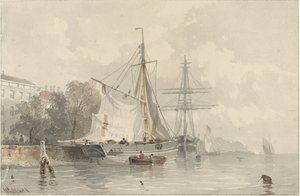 帆船の着岸 作： Frans Arnold Breuhaus de Groot