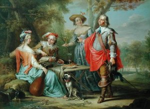 ピクニック・イン・ザ・パーク（油彩・パネル 作： Frans Christoph Janneck