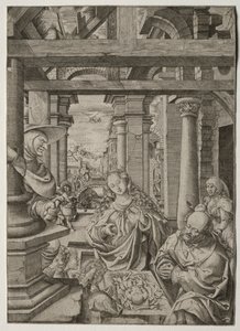 羊飼いの崇拝、c。 1522-1525。 作： Frans Crabbe van Esplegem